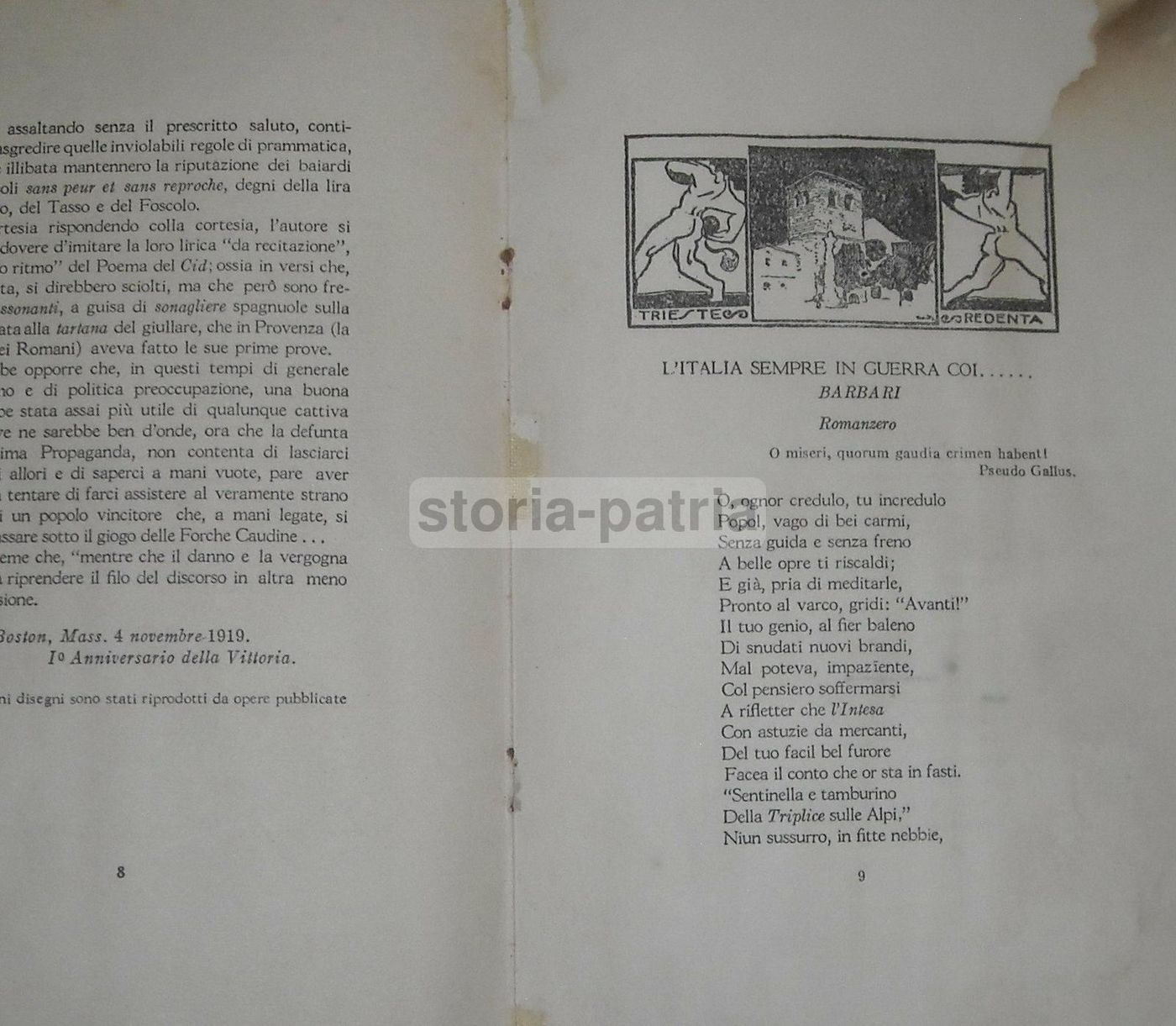 L'Italia Sempre In Guerra Coi 'Barbari'   Palinuro Di Gariboggio (1919)