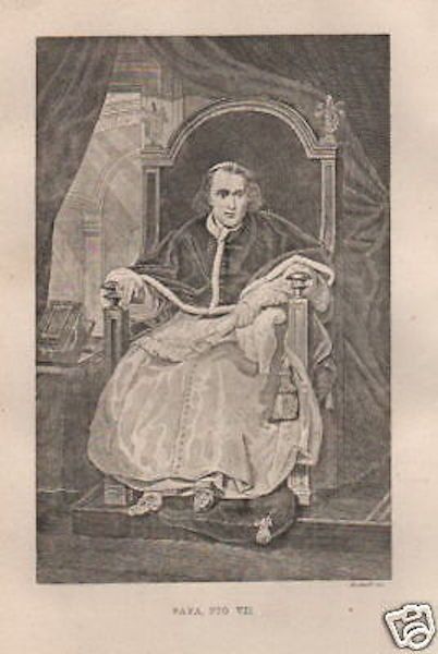 Ritratto Di Papa Pio VII, Incisione Di Bucinelli, XIX Secolo