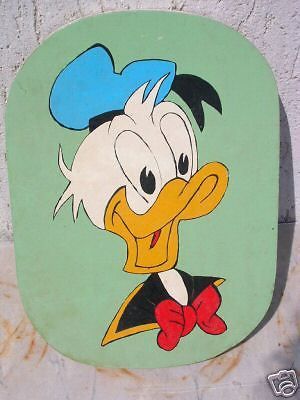 Paperino (Donald Duck)   Dipinto Su Tavola Di Legno Vintage