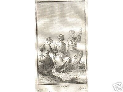 Incisione Antica Moire Parche Cloto Lachesi Atropo Mitologia Greca
