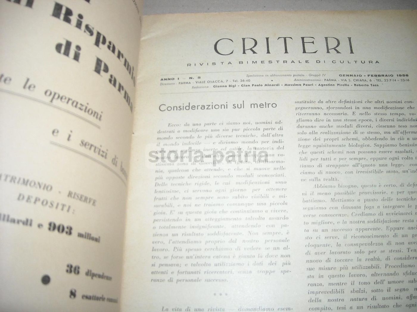 Criteri Rivista 1956: Klee, Bertolucci, Tassi, Pirella, Carrai, Parma