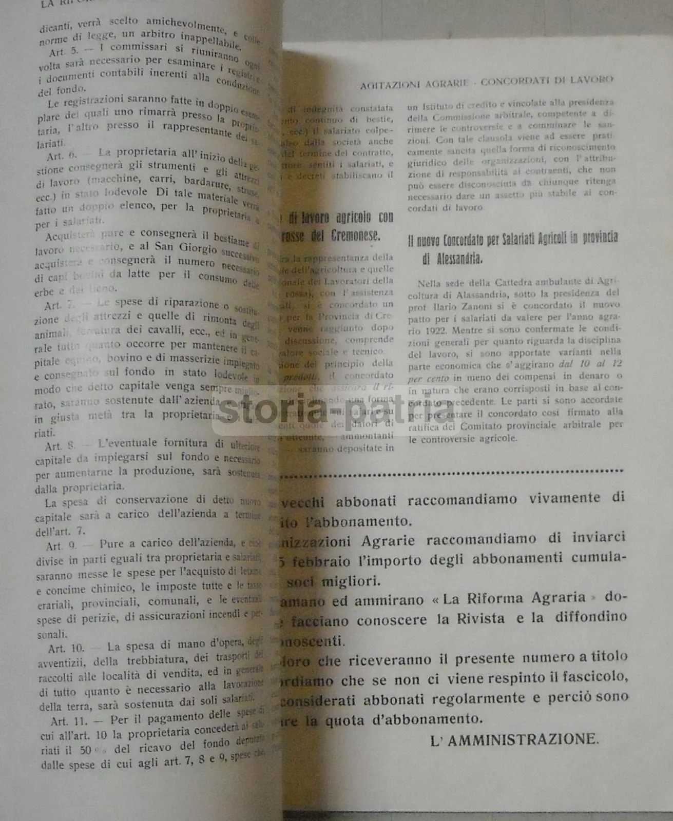 Agrarian Reform: Monthly Illustrated Review of Agricultural Economics and Politics. Parma, January 1922