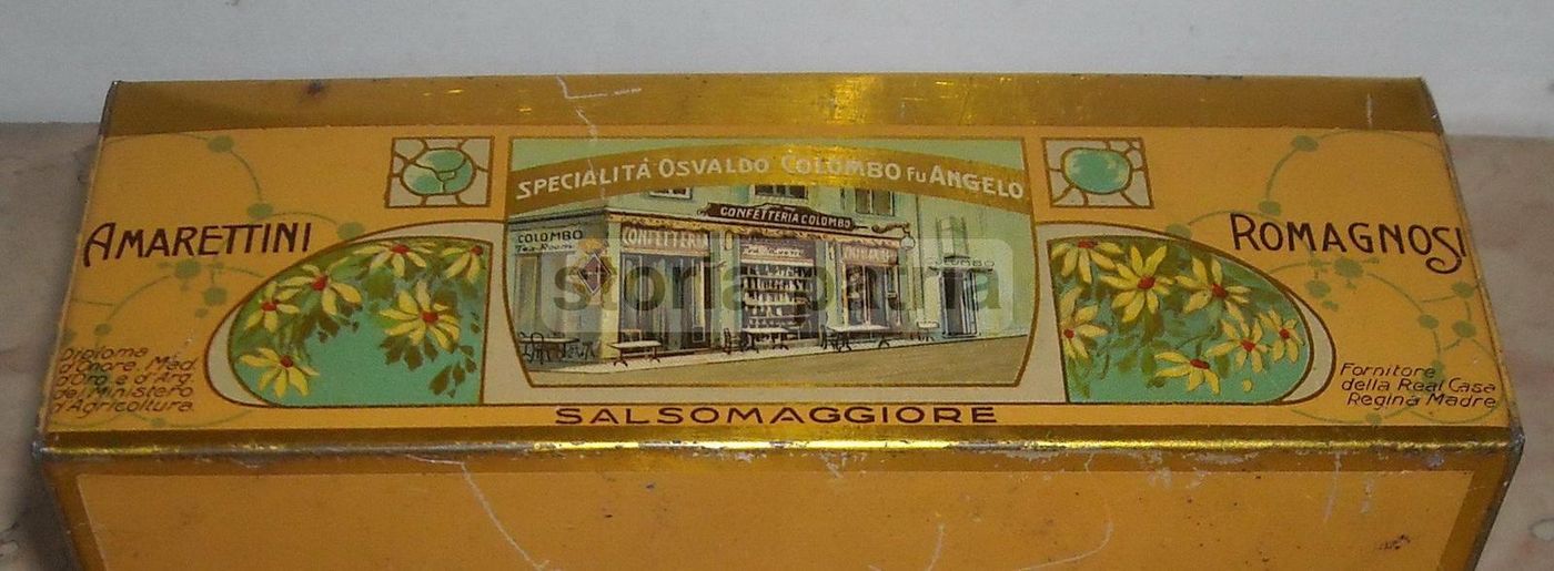 Scatola In Latta Amarettini Colombo Salsomaggiore Liberty Stemma Savoia