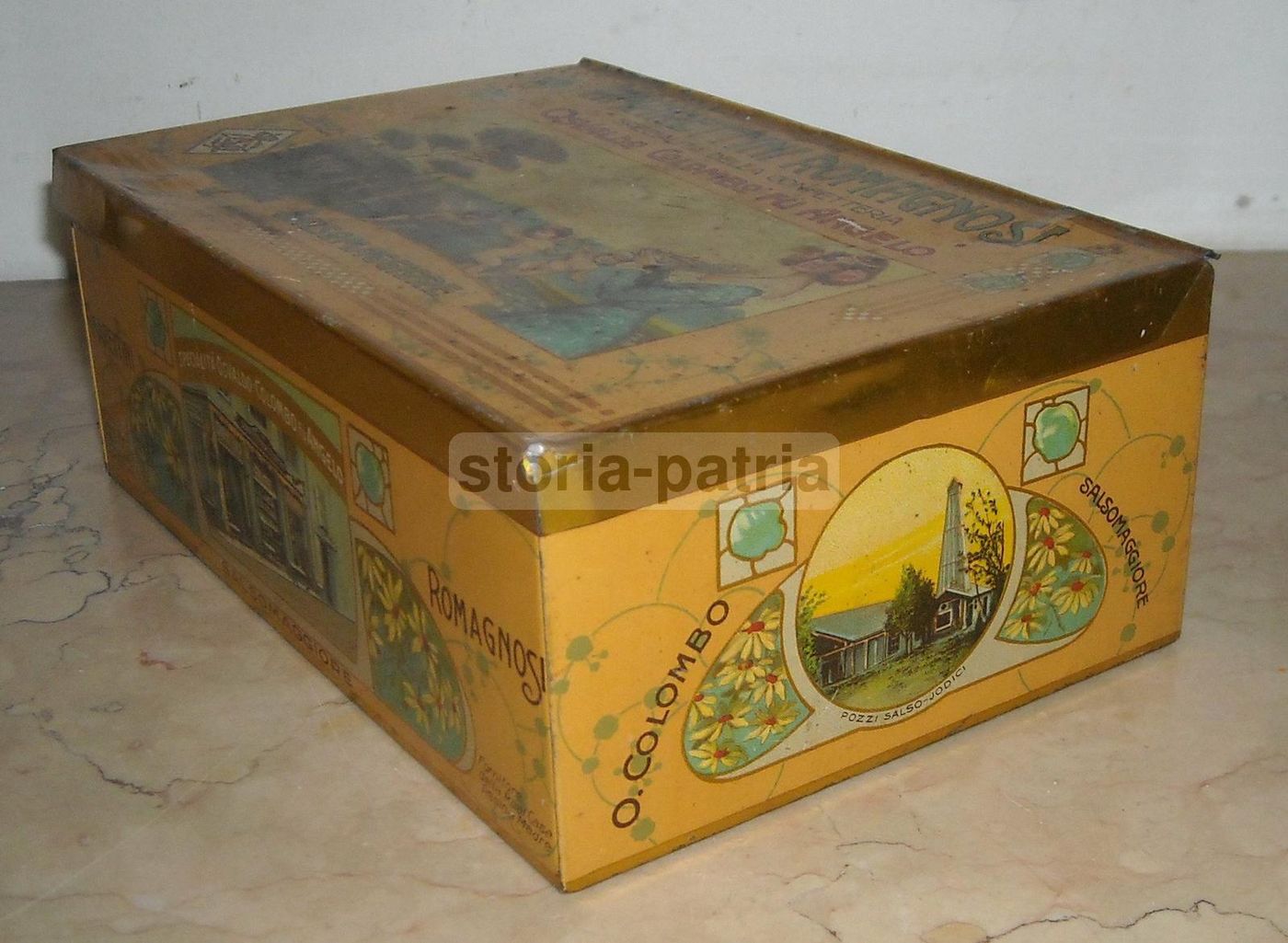 Scatola In Latta Amarettini Colombo Salsomaggiore Liberty Stemma Savoia