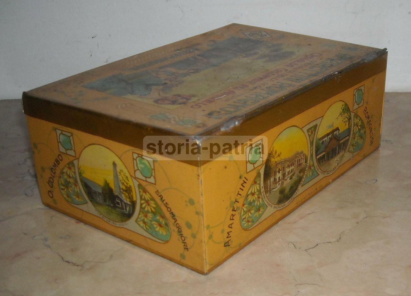 Scatola In Latta Amarettini Colombo Salsomaggiore Liberty Stemma Savoia