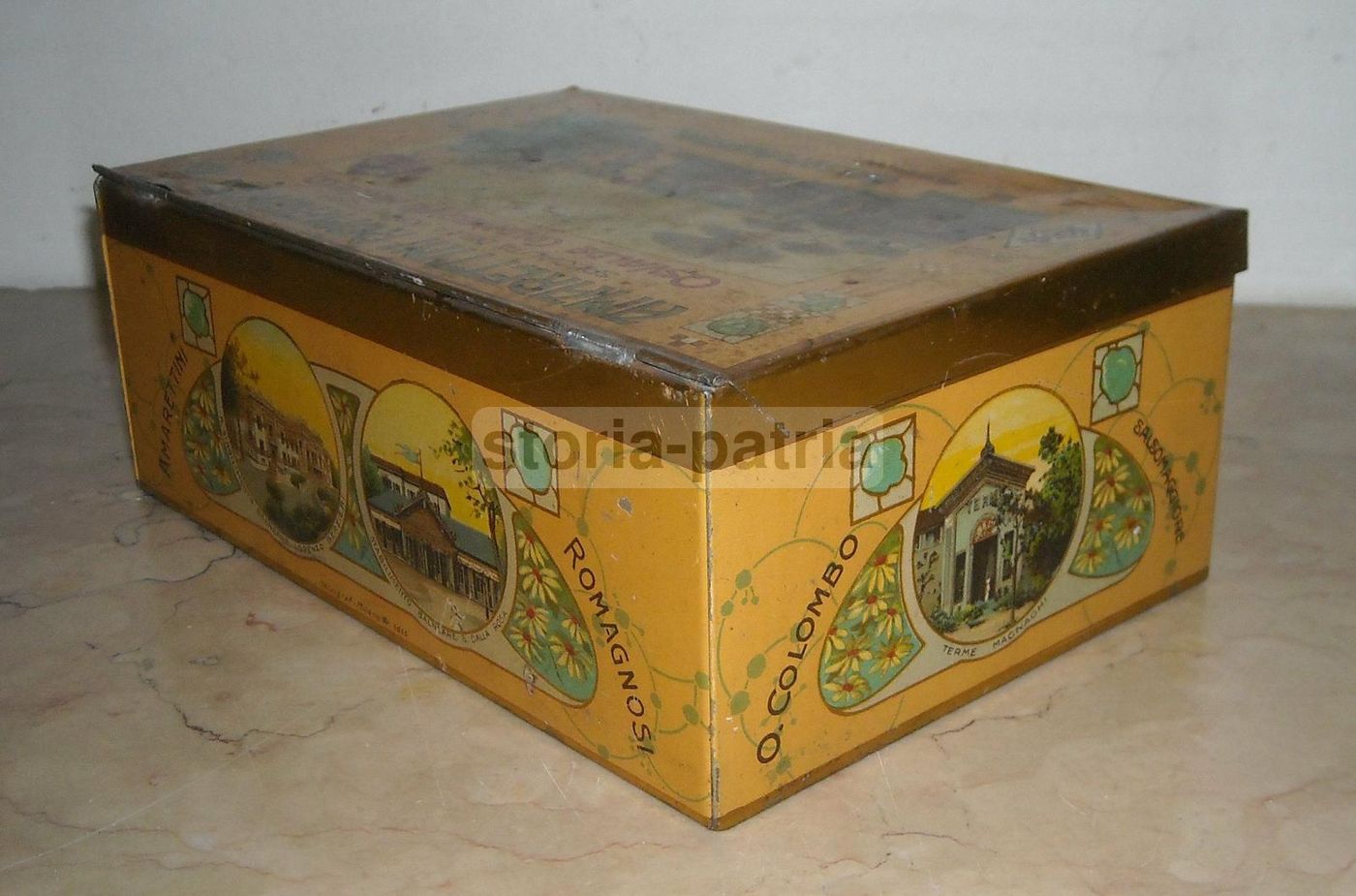 Scatola In Latta Amarettini Colombo Salsomaggiore Liberty Stemma Savoia