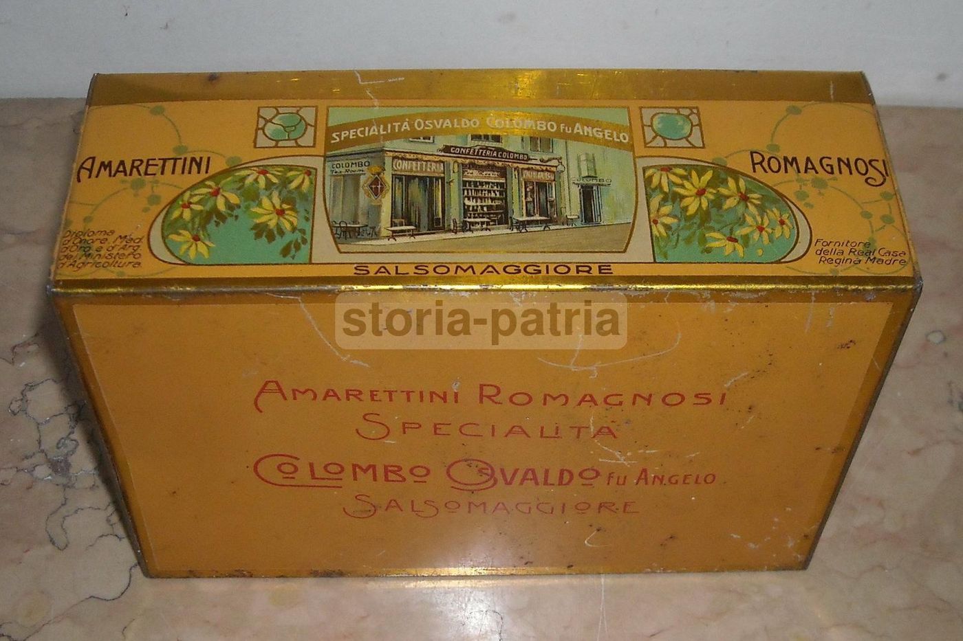 Scatola In Latta Amarettini Colombo Salsomaggiore Liberty Stemma Savoia