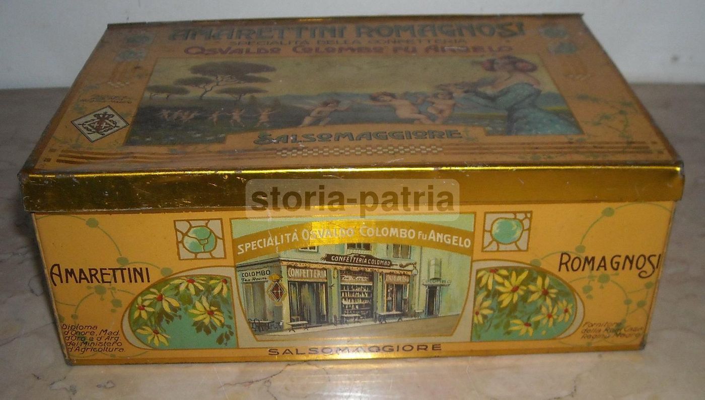 Scatola In Latta Amarettini Colombo Salsomaggiore Liberty Stemma Savoia
