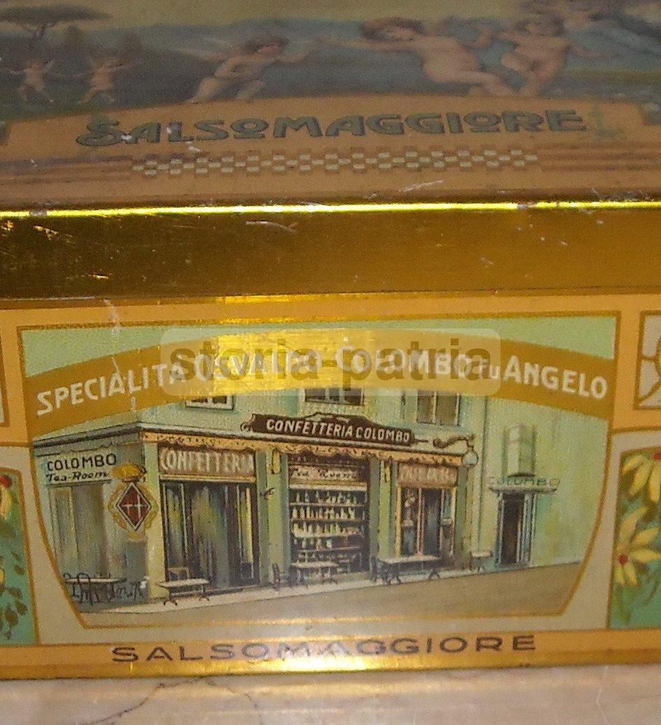 Scatola In Latta Amarettini Colombo Salsomaggiore Liberty Stemma Savoia