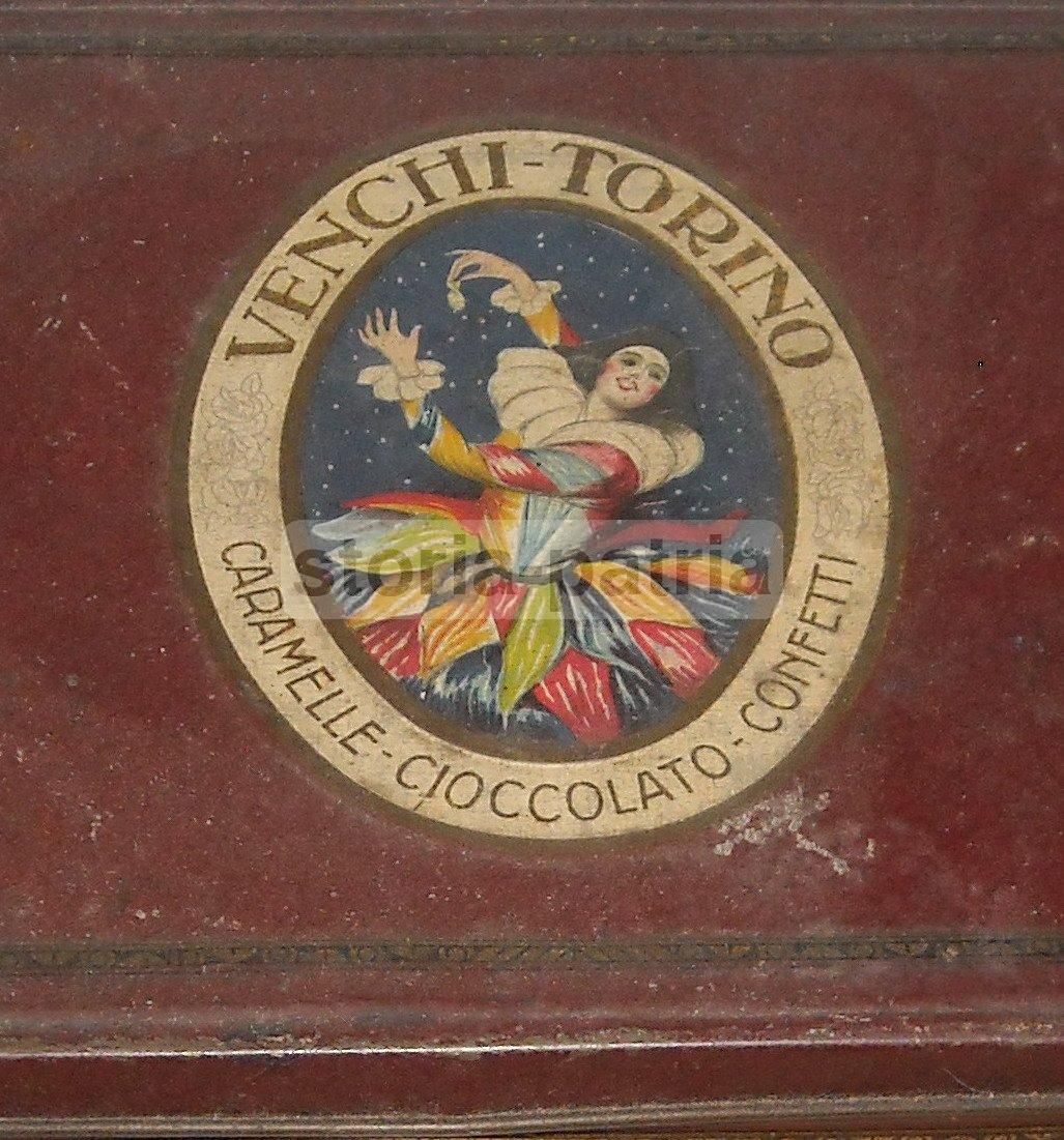Scatola Pubblicitaria Venchi Torino In Latta Cromolitografata, Anni '30