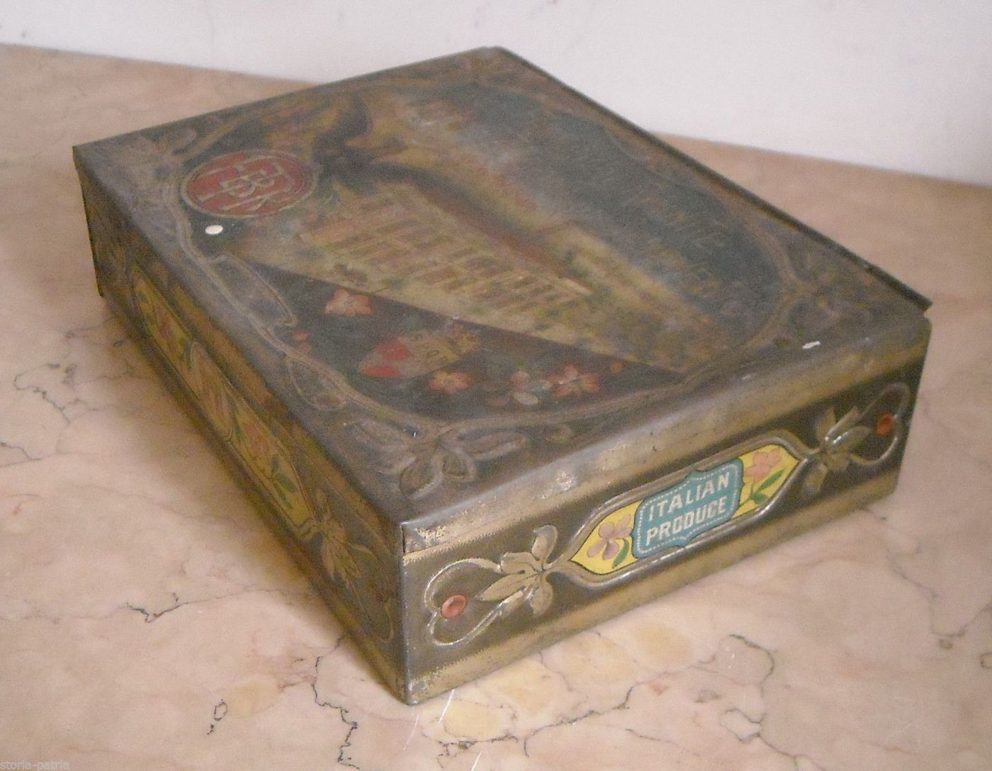 Scatola In Latta Torrone Di Benevento, Stile Liberty Con Stemma Savoia, Anni '30