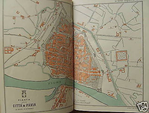 Mappa Antica Di Pavia Del XIX Secolo Topografica