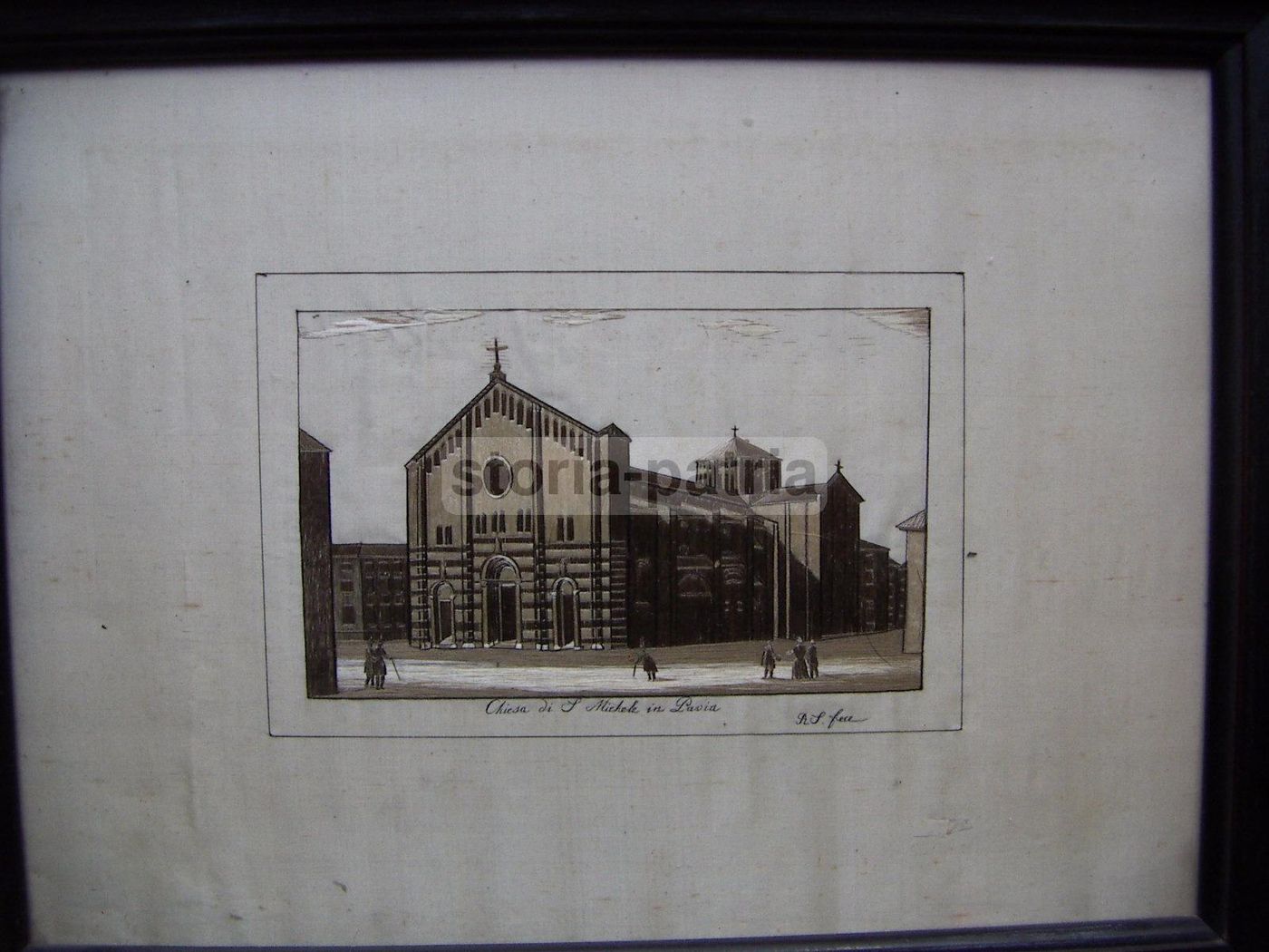 Ricamo Della Chiesa Di San Michele A Pavia, Tessuto In Seta, Metà '800, Firmato R.S.