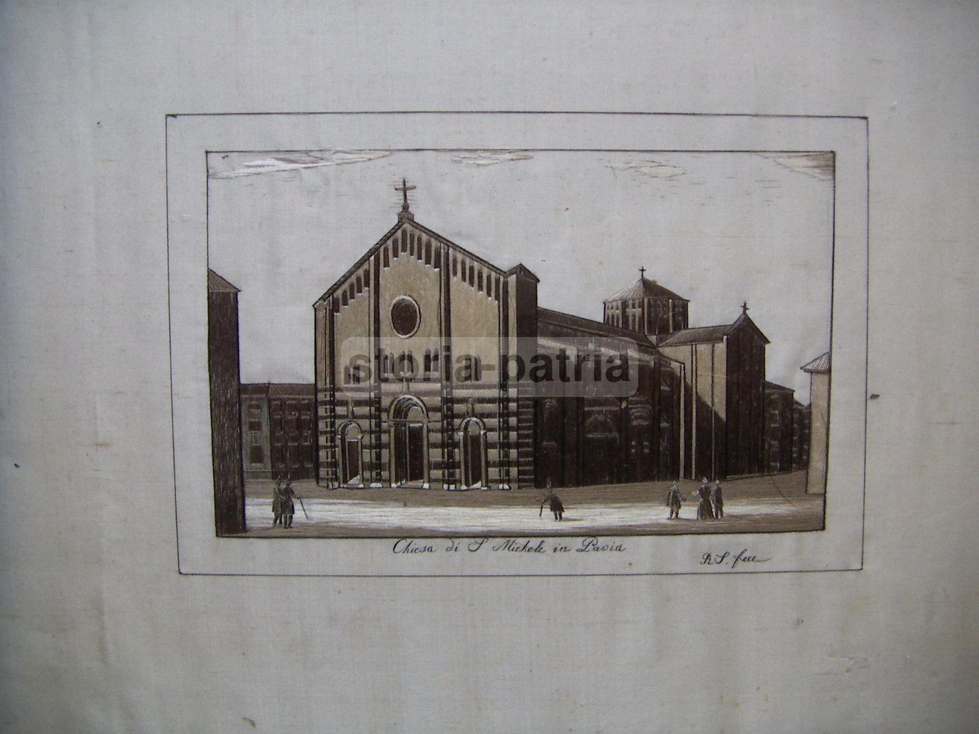 Ricamo Della Chiesa Di San Michele A Pavia, Tessuto In Seta, Metà '800, Firmato R.S.
