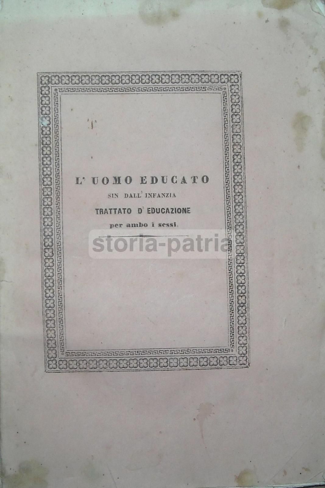 L'Uomo Educato Di Luigi Colameo, Napoli 1854, Trattato Pedagogia