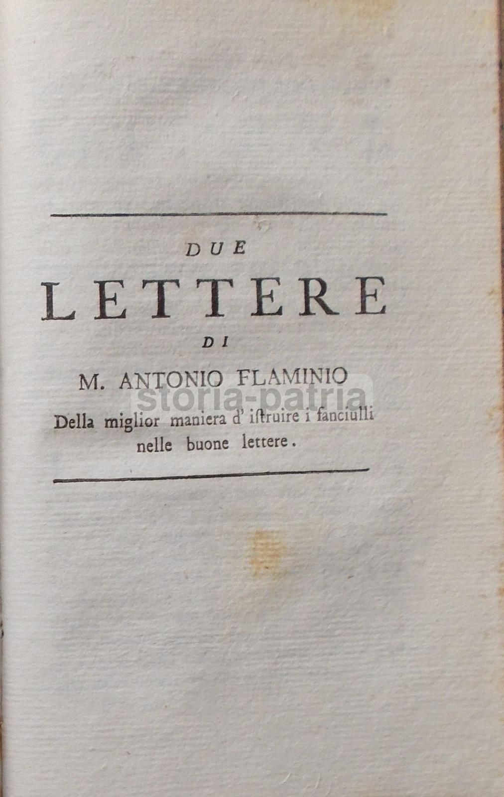 Lettere Di Antonino Flaminio Sulla Pedagogia E L'Insegnamento Ai Fanciulli (XVIII Secolo)