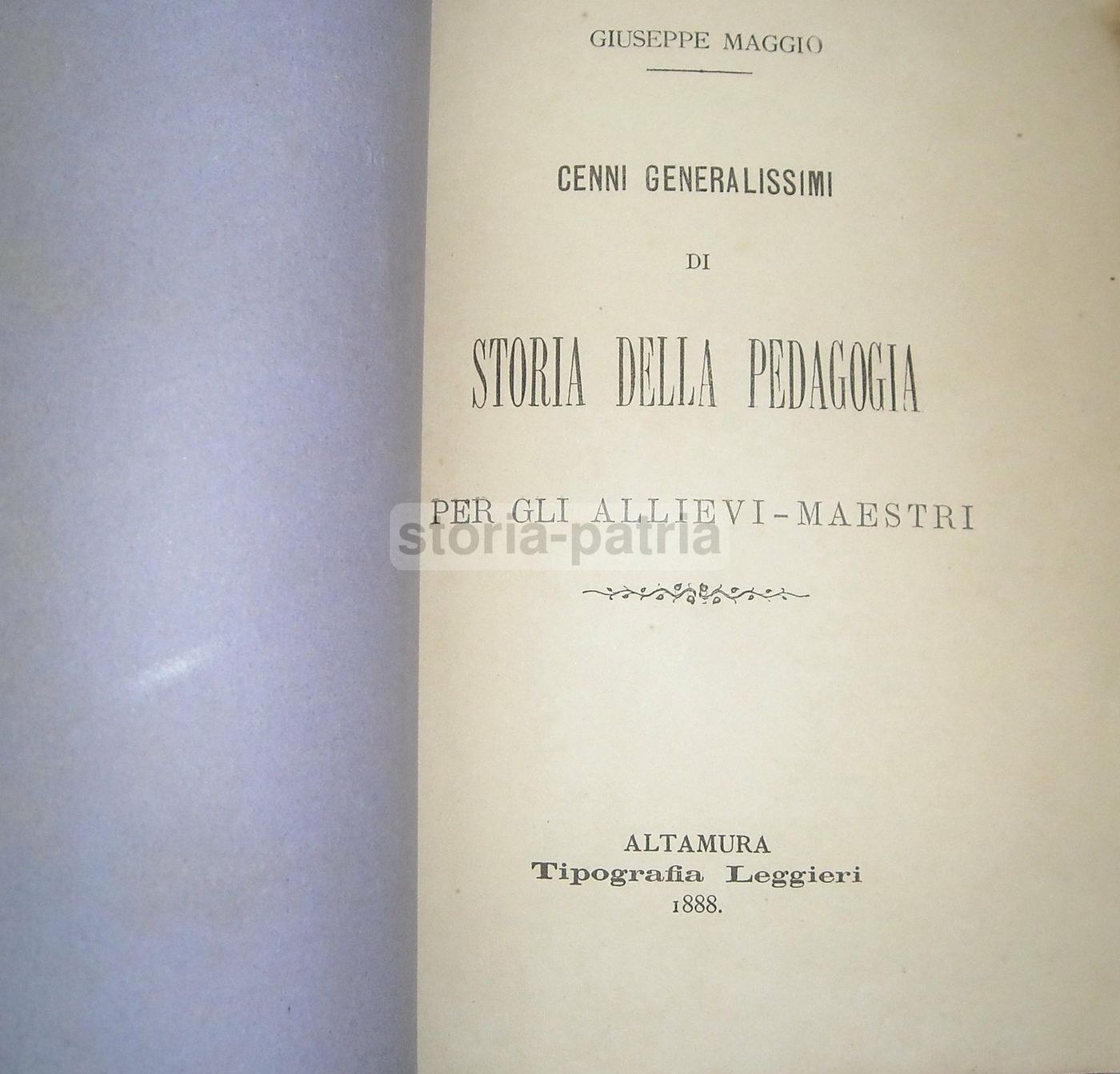 Storia Della Pedagogia Di Giuseppe Maggio, Altamura 1888, Rara Edizione