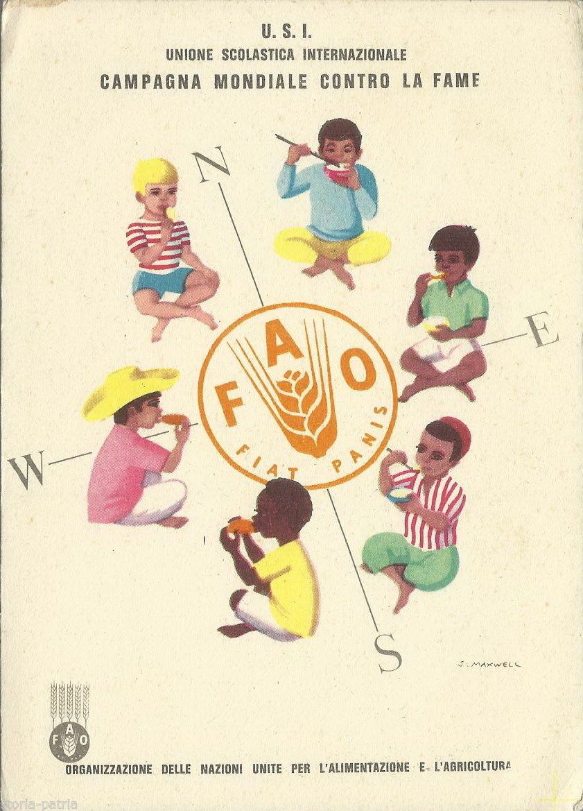 Cartolina FAO Campagna Mondiale Contro La Fame, Anni '60, Maxwell