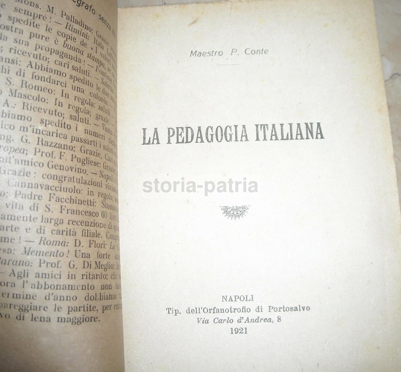 La Pedagogia Italiana Di P. Conte, 1921, Napoli