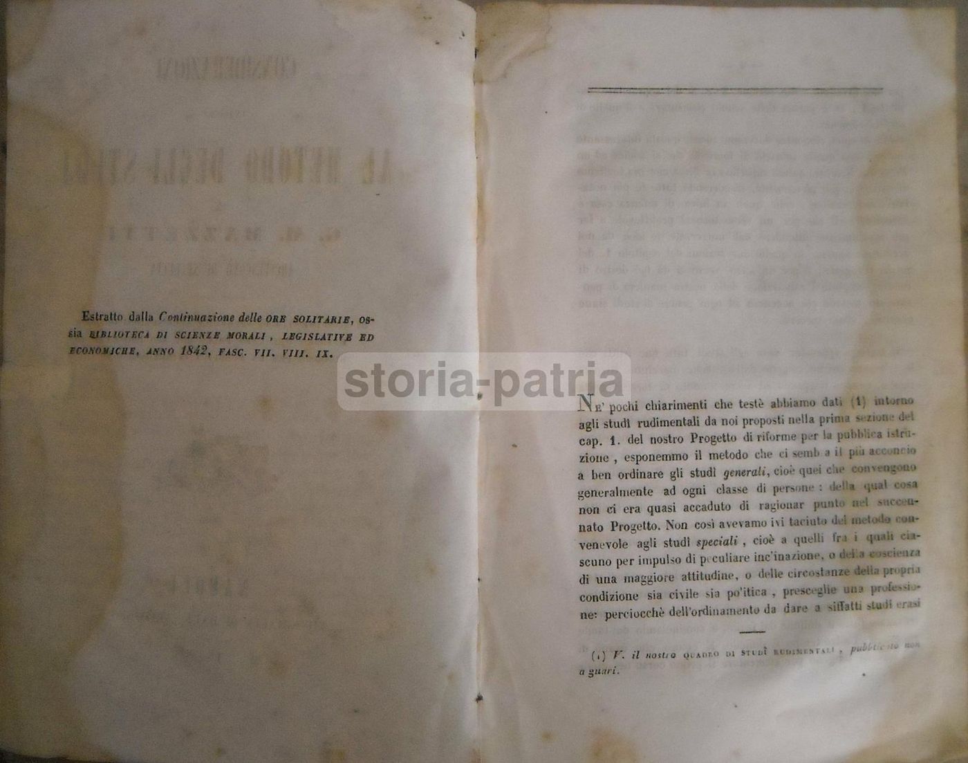 Mazzetti: Considerazioni Intorno Al Metodo Degli Studi. Progetto Di Riforma Per La Pubblica Istruzione. Napoli, 1843