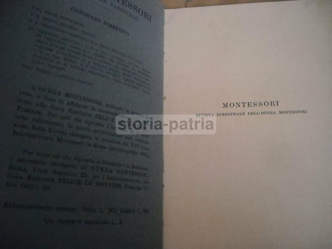 Rivista Montessori 1932 Primo Numero Pedagogia Gandhi Adler Ancona