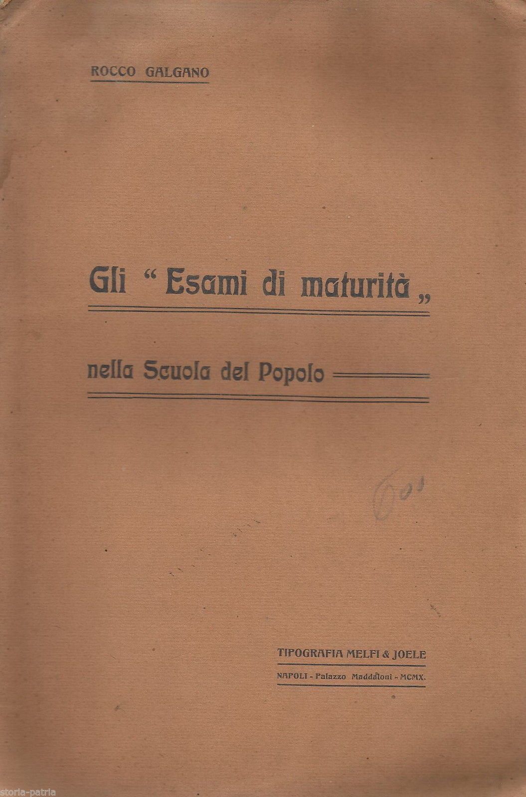 Esami Di Maturità Nella Scuola Del Popolo, Rocco Galgano, 1910, Napoli