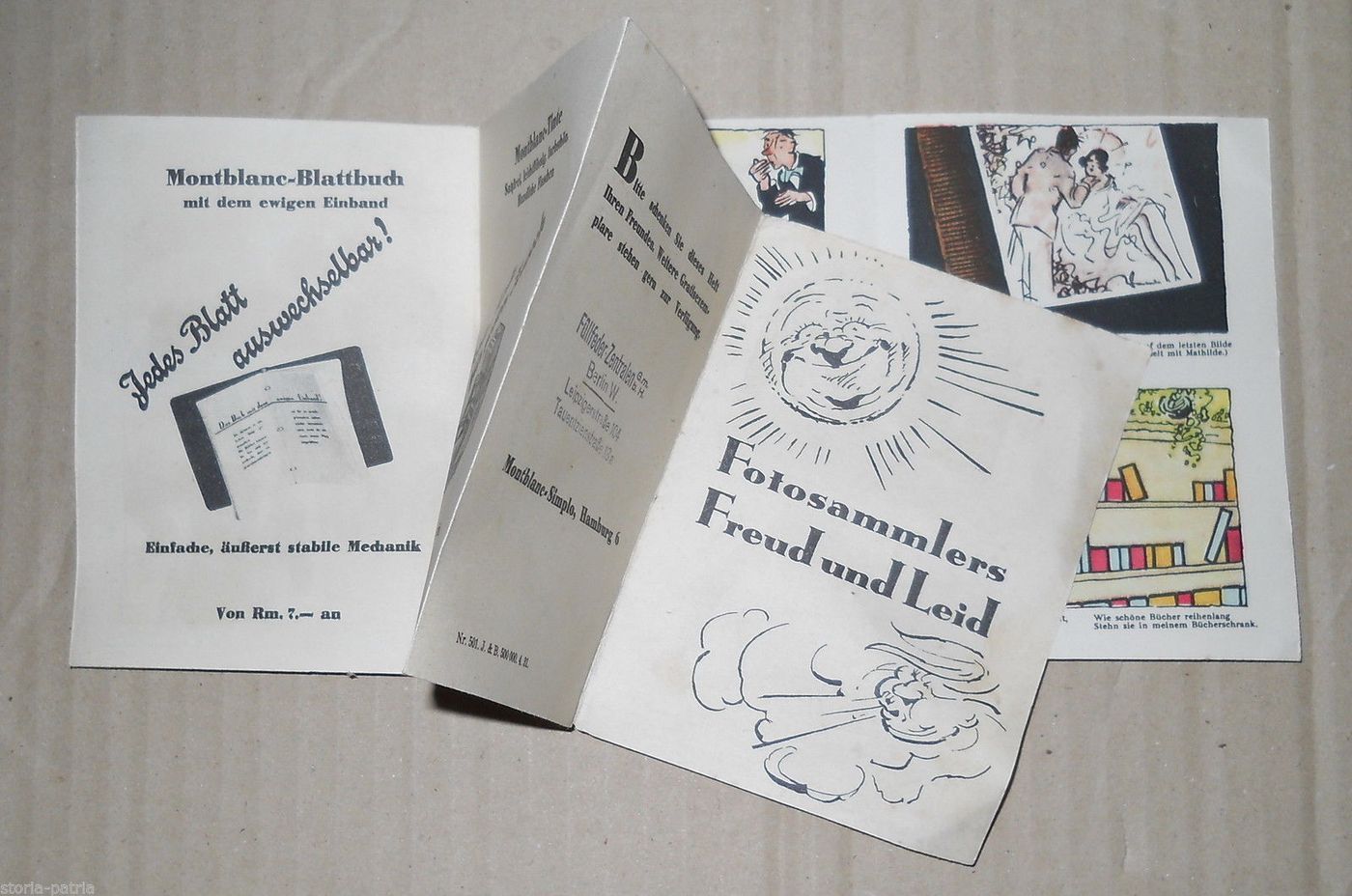 Depliant Pubblicitario Montblanc Berlino Anni '30 Con Fumetto