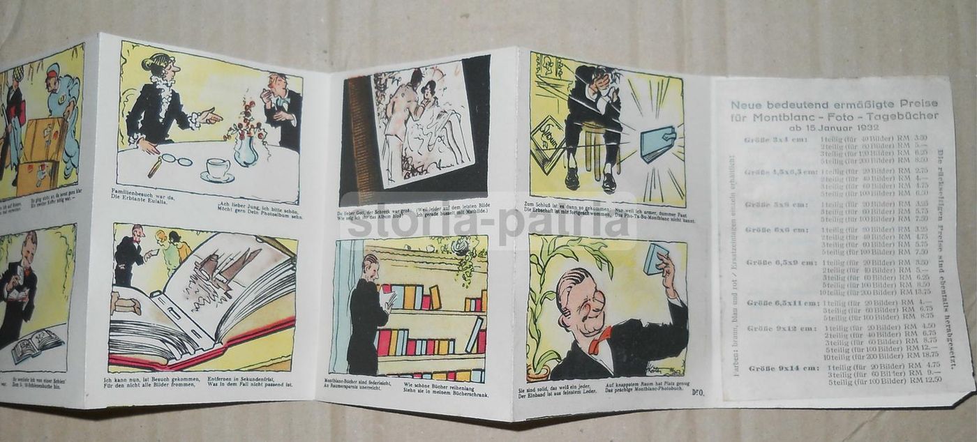 Depliant Pubblicitario Montblanc Berlino Anni '30 Con Fumetto