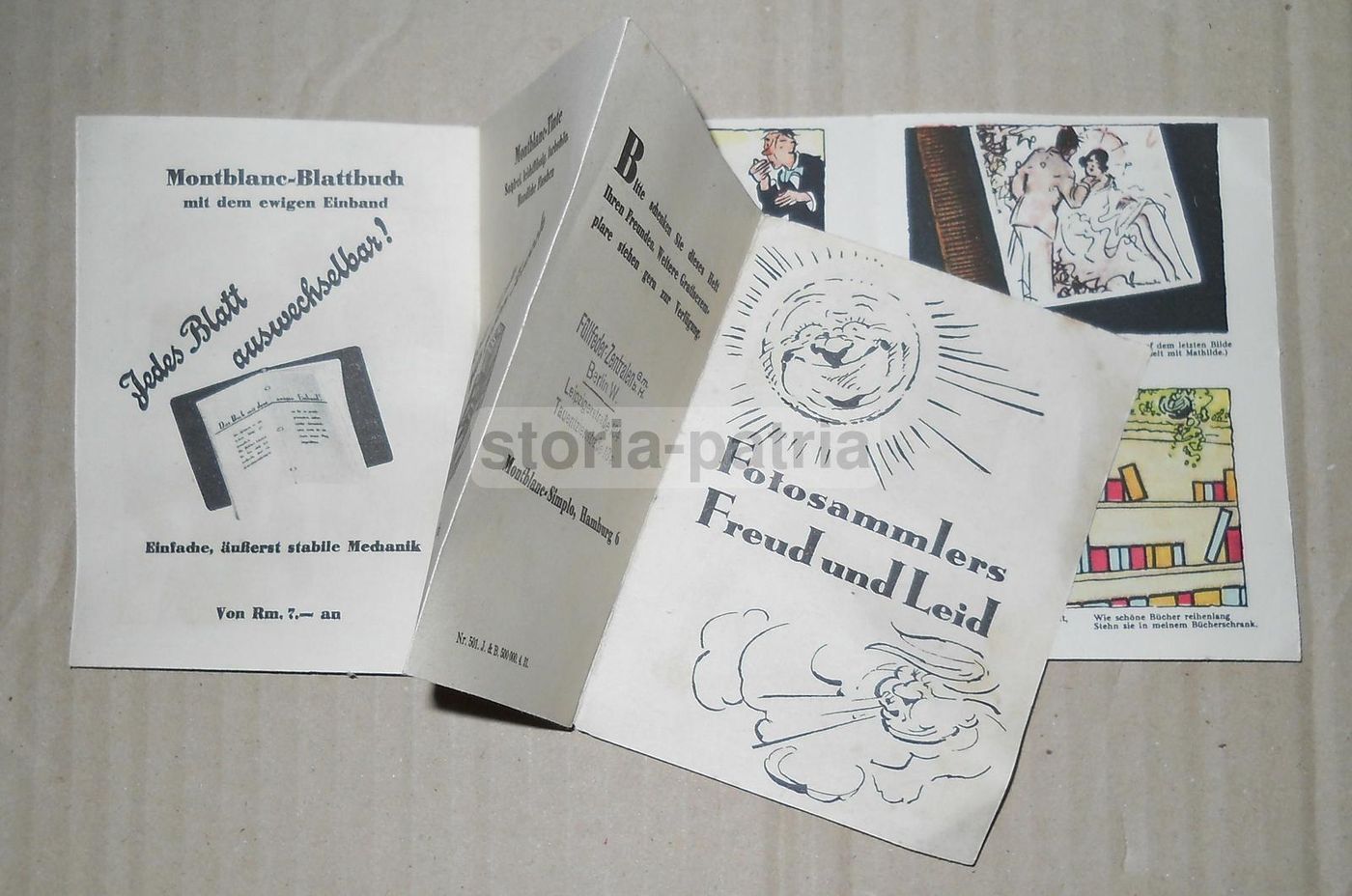 Depliant Pubblicitario Montblanc Berlino Anni '30 Con Fumetto