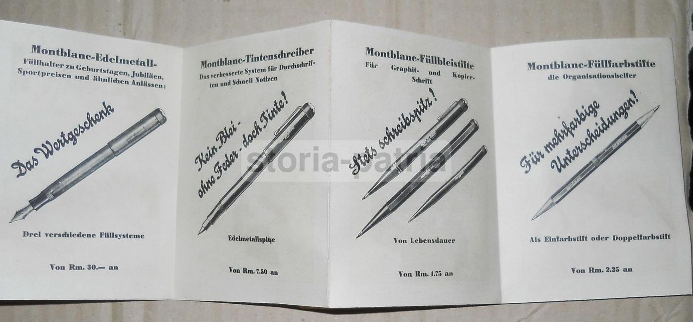 Depliant Pubblicitario Montblanc Berlino Anni '30 Con Fumetto