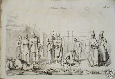Incisione Della Persia E Dell'Iran: Costumi, Utensili E Armi. Bernati E Cafa, XIX Secolo.