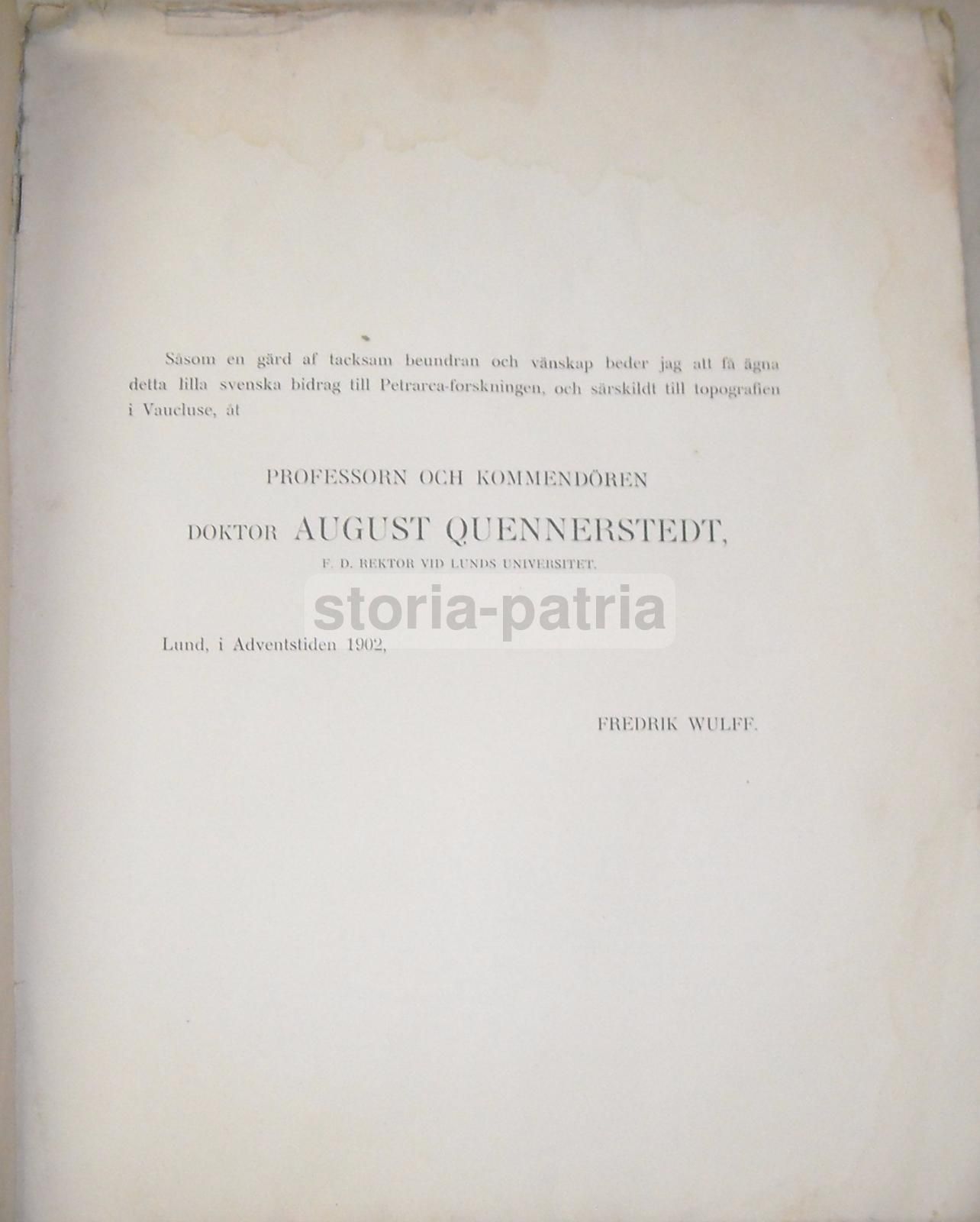 Petrarca I Vaucluse, Fredrik Wulff, Lund 1902