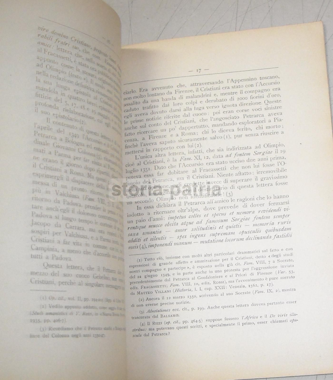 Note Piacentine Su Francesco Petrarca Di Stefano Fermi (1938)   Dedica Autografa
