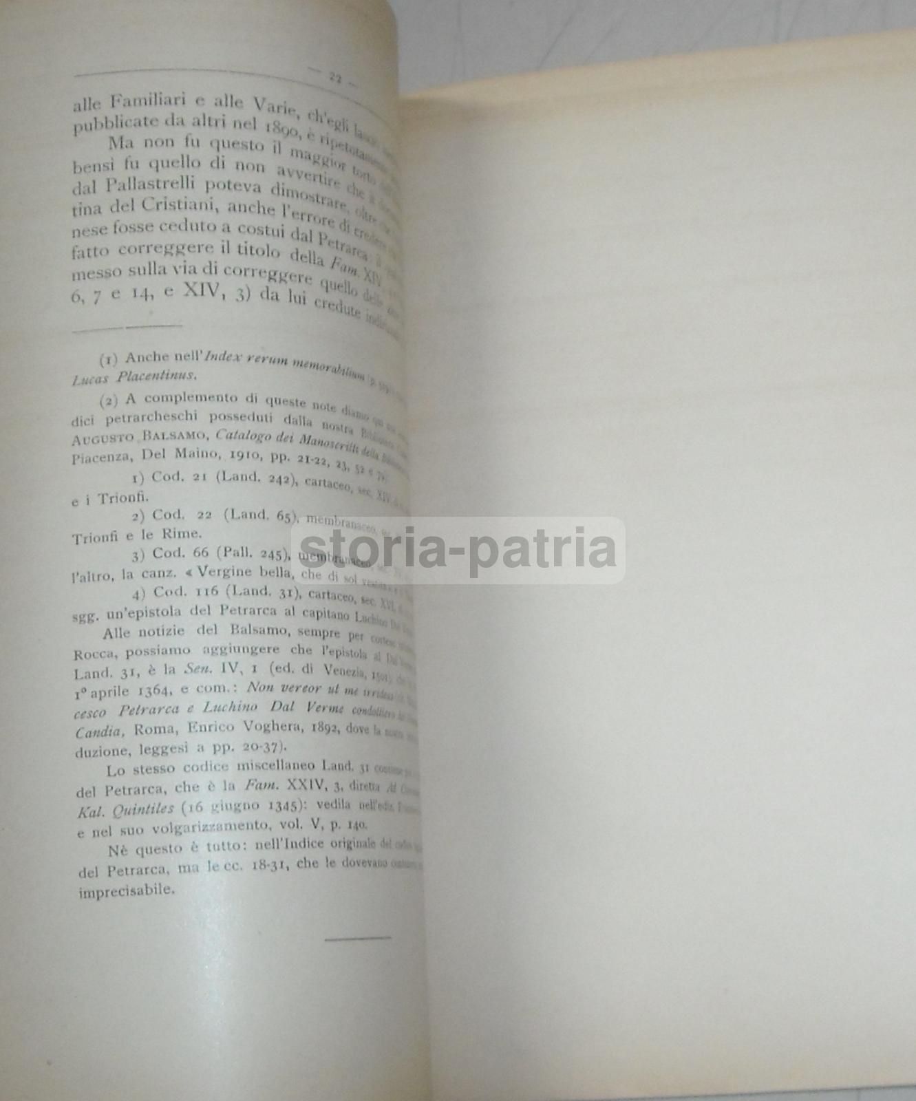Note Piacentine Su Francesco Petrarca Di Stefano Fermi (1938)   Dedica Autografa