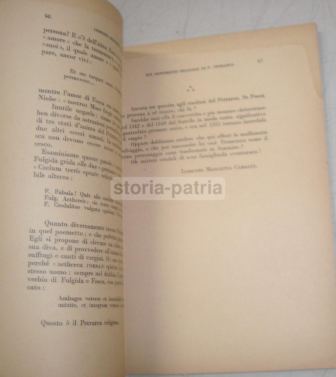 Sui Sentimenti Religiosi Di F. Petrarca   Mascetta Caracci (1933)