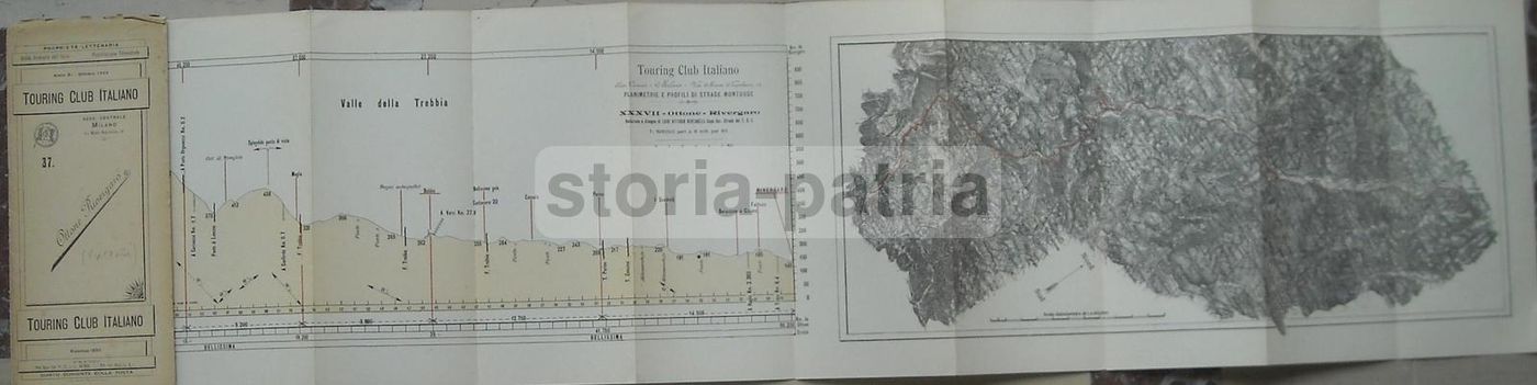 Mappa Ottone Rivergaro, 1905, Cartografia Touring Club Italiano, Piacenza