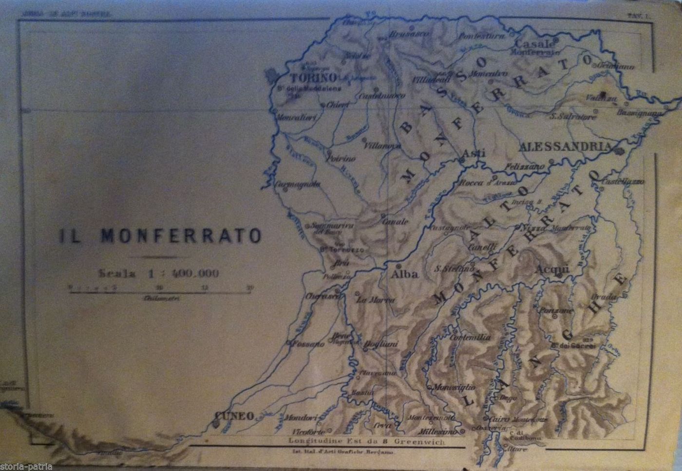 Mappa Antica Monferrato Piemonte Torino Asti Cuneo Alessandria 1901