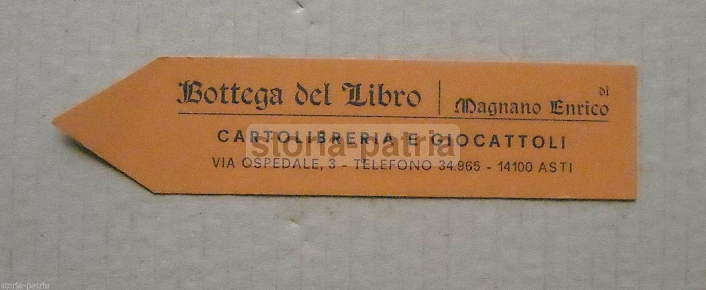 Segnalibro Pubblicitario Magnano Enrico, Asti   Cartolibreria E Giocattoli