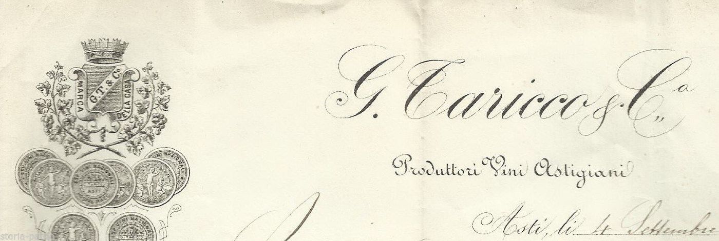 Carta Intestata Taricco Vini Astigiani 1893 Araldica Pubblicità