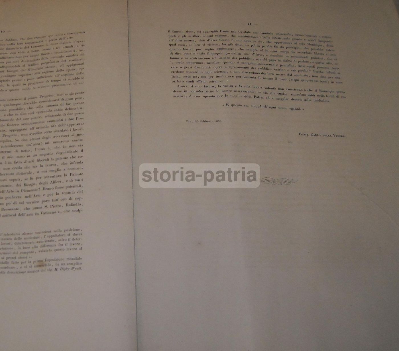 Progetto Di Prolungamento Dello Spianato Di Bra 1858 Carlo Della Veneria Tavole Originali