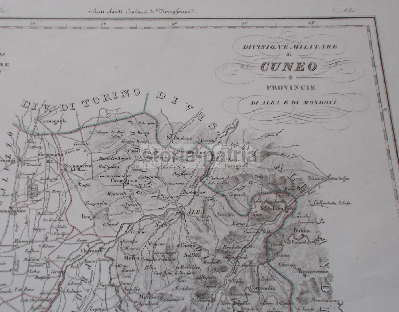 Mappa Antica Della Provincia Di Cuneo, Alba E Mondovì   Metà Del XIX Secolo