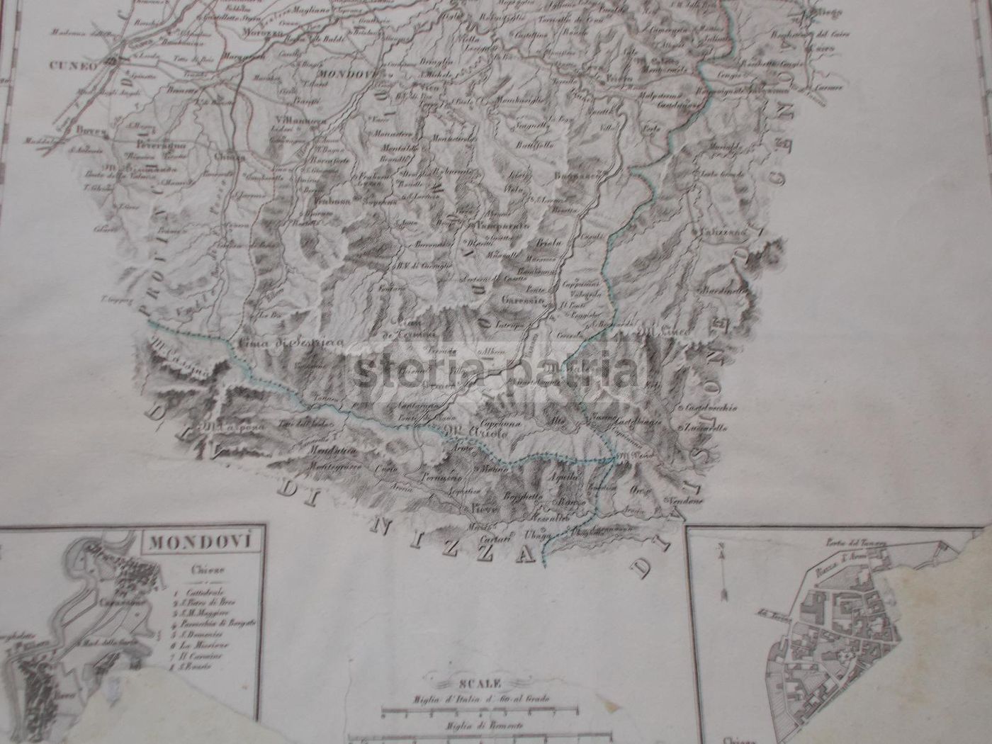Mappa Antica Della Provincia Di Cuneo, Alba E Mondovì   Metà Del XIX Secolo