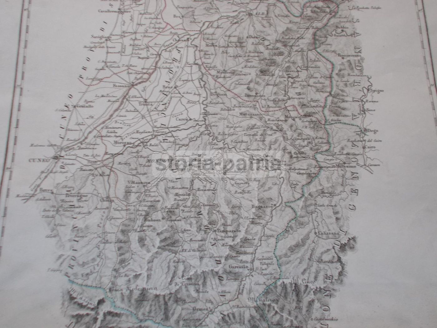 Mappa Antica Della Provincia Di Cuneo, Alba E Mondovì   Metà Del XIX Secolo