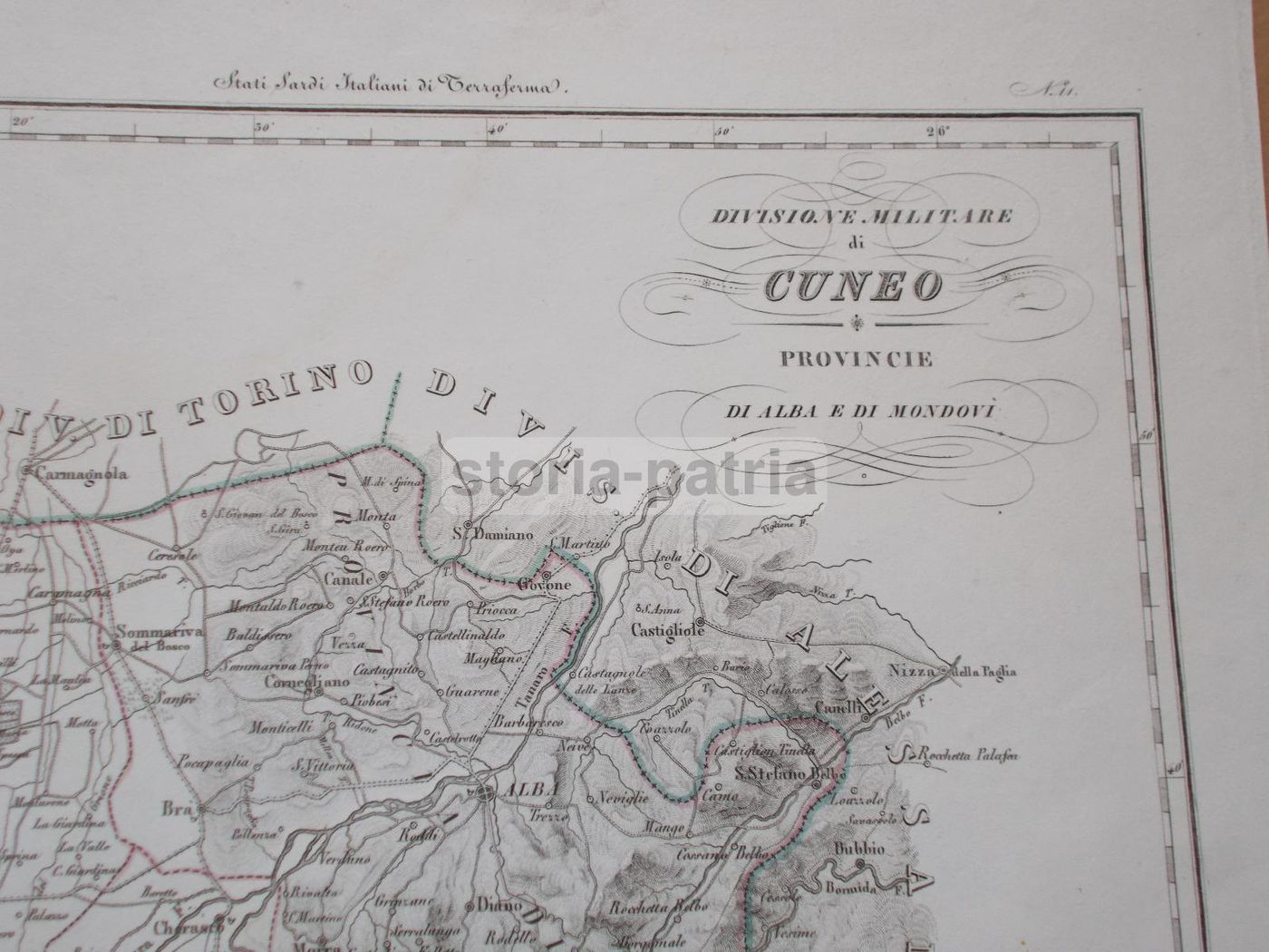 Mappa Antica Della Provincia Di Cuneo, Alba E Mondovì   Metà Del XIX Secolo