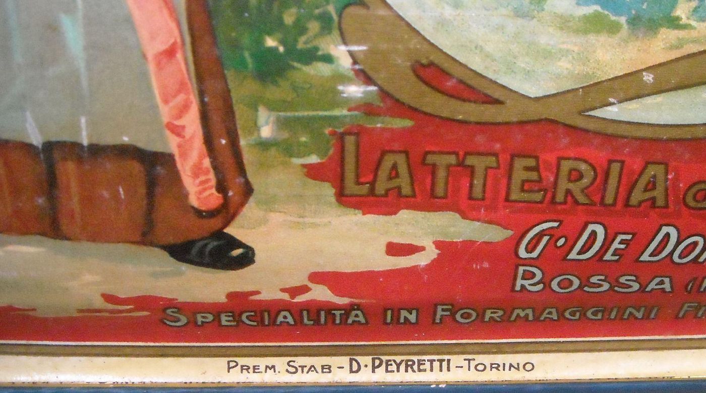 Manifesto Cioccolato Monte Rosa Latteria Rossa Novara Liberty 1920