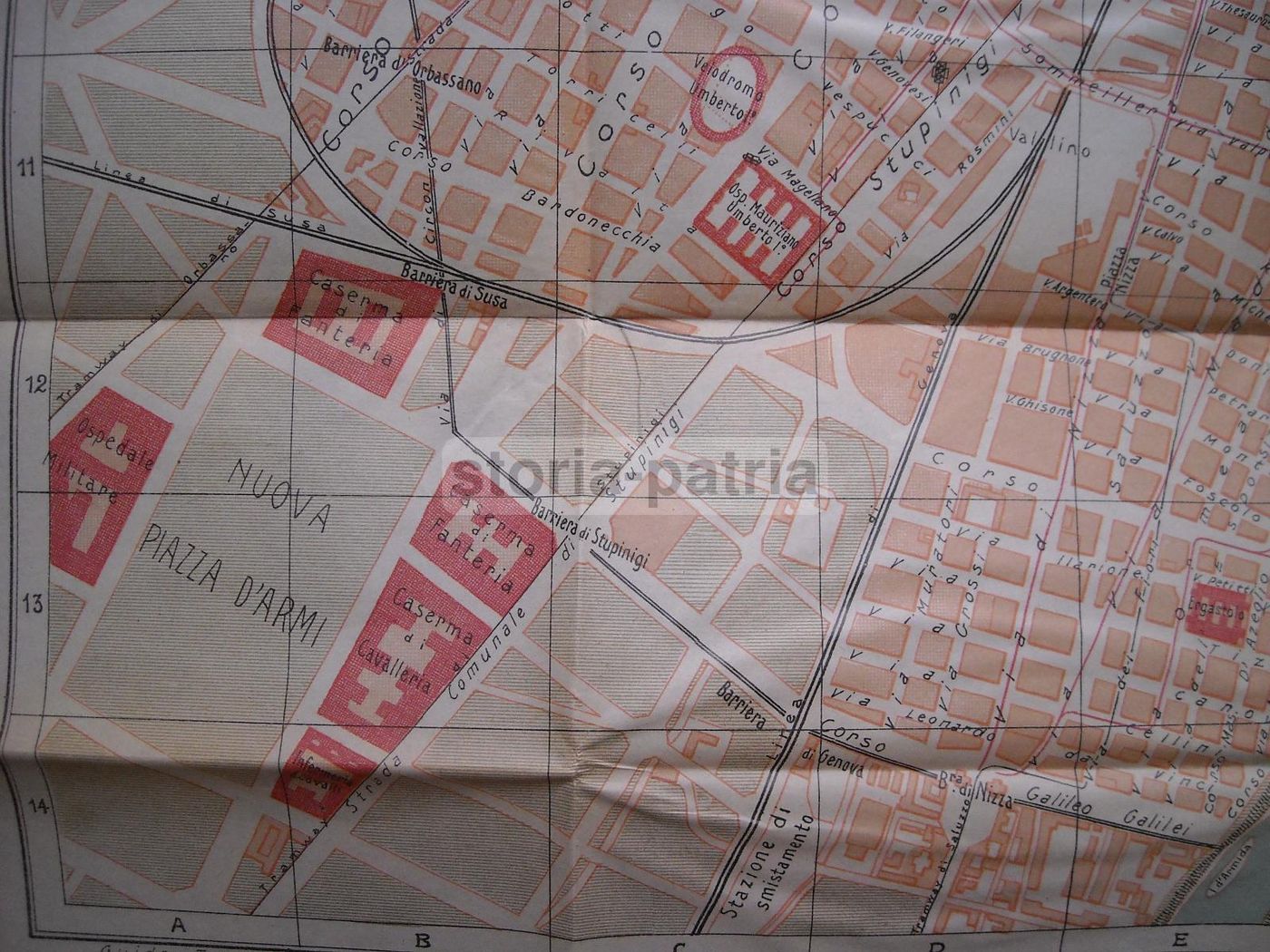 Mappa Antica Di Torino, Inizio '900, Cromolitografia Treves, 63x54 Cm