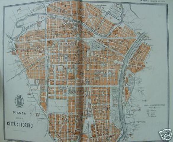 Mappa Antica Della Città Di Torino, Fine 1800