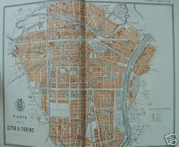 Mappa Antica di Torino Fine '800 Litografia Boero Pianta Topografica