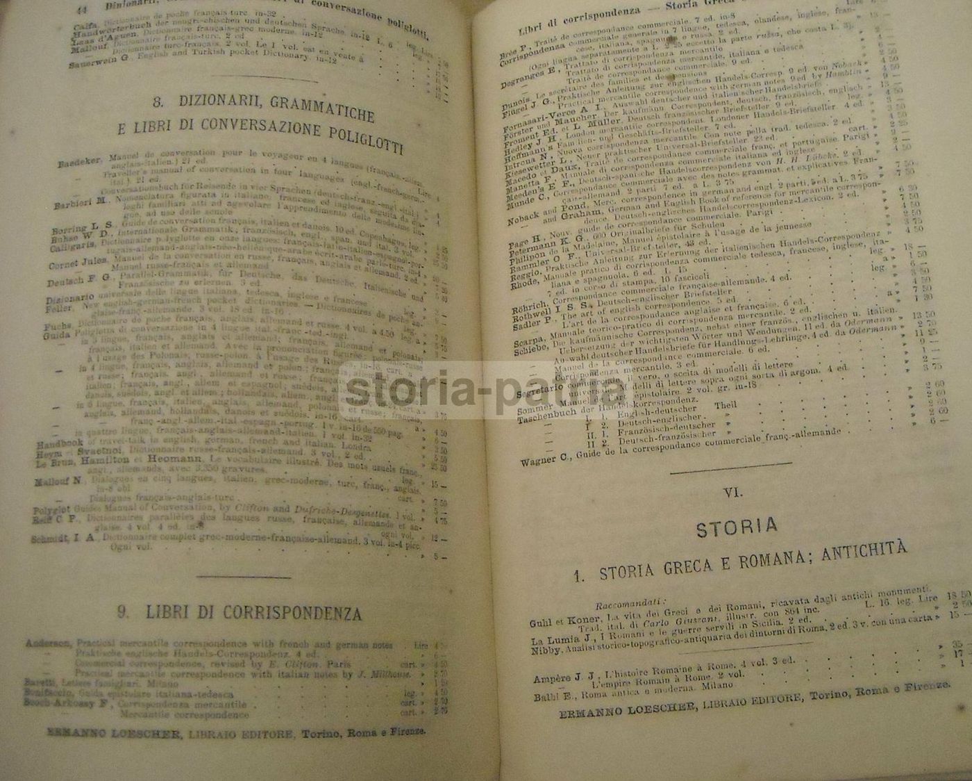 Catalogo Libreria Loescher, Torino 1875: Libri Scolastici E Atlanti