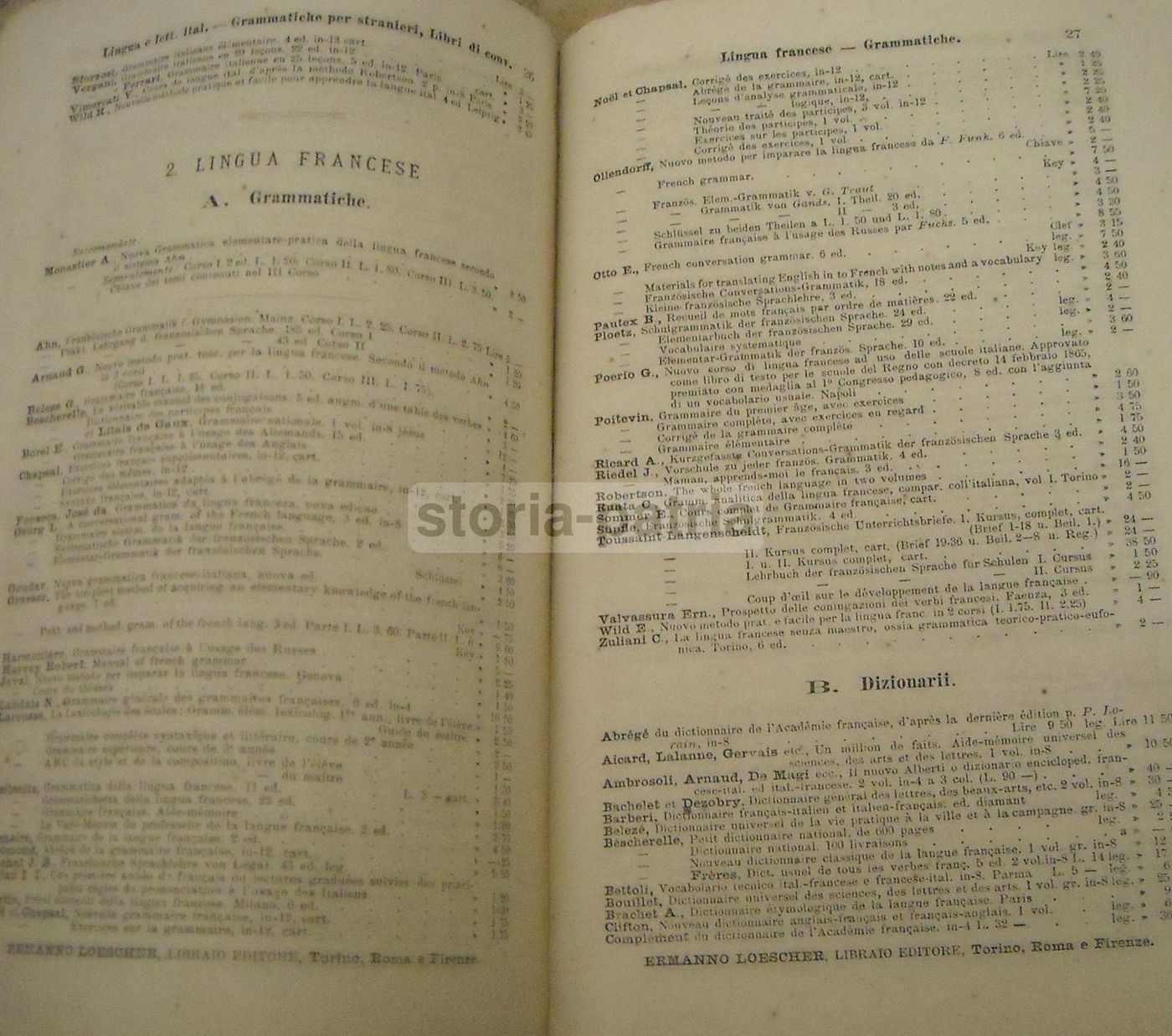 Catalogo Libreria Loescher, Torino 1875: Libri Scolastici E Atlanti